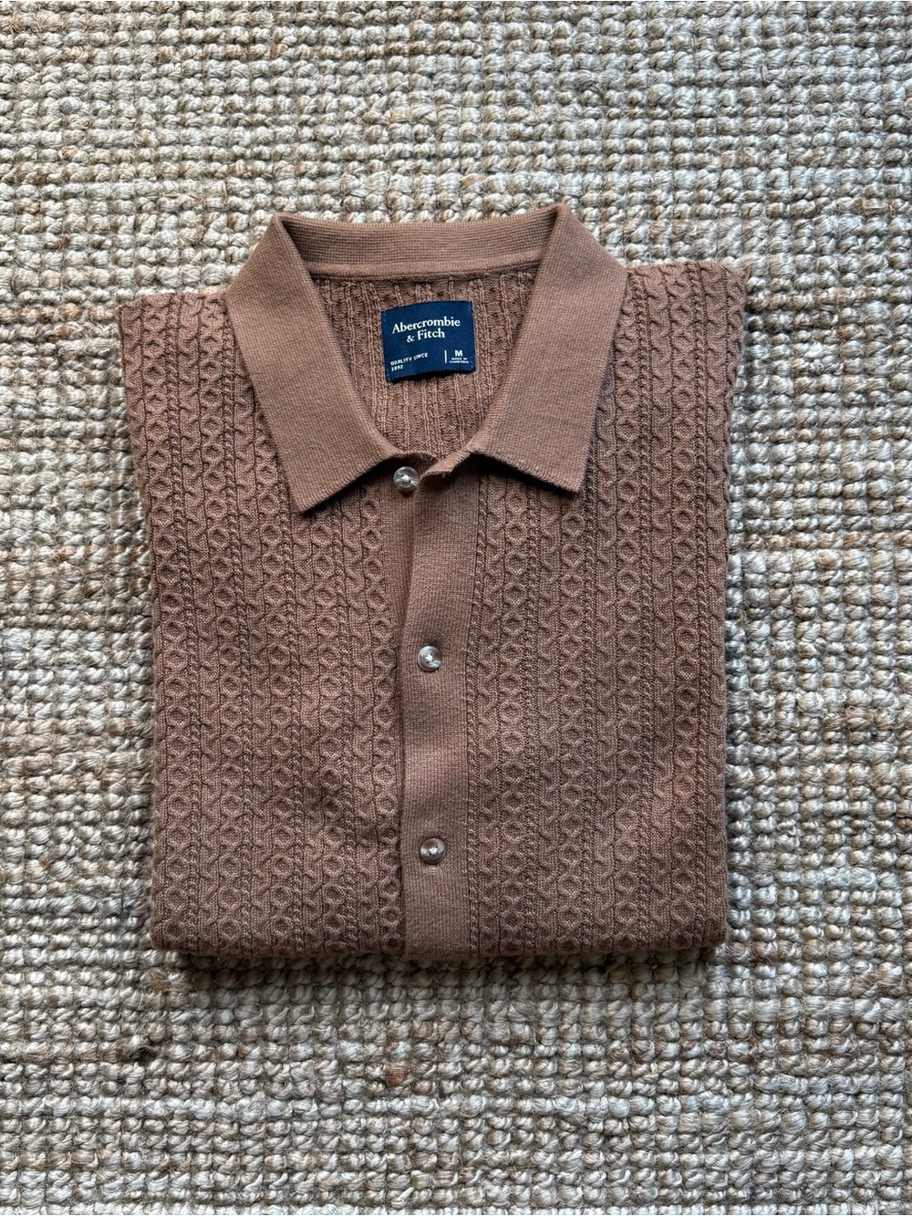NWOT Abercrombie & Fitch Men's Brown Knit Polo Shirt - Sz M